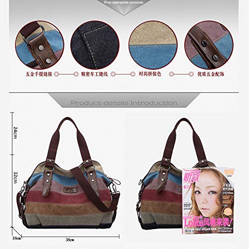 MINGZE Schoudertas, Dames Handtas Tote Casual Beach Bag Top Handvat Crossbody Meerkleurige Grote Boodschappentas Tas… - Image 3