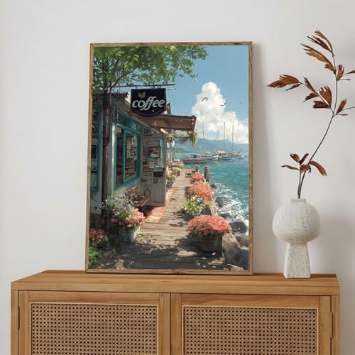 Peinture Diamant Paysage Marin 80x120cm pour Créer une Ambiance Relaxante au Salon