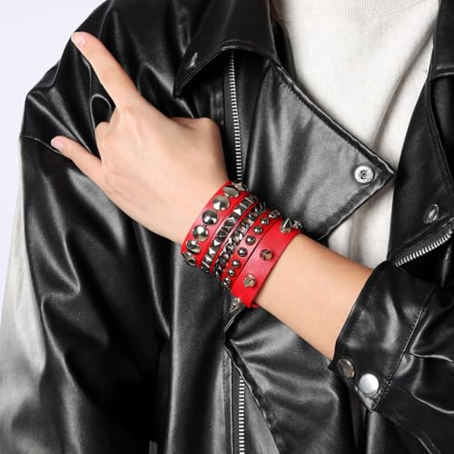 Set de 3 pulseras punk de cuero para hombre y mujer miniatura 7