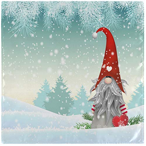 Zzwwr Christmas Traditional Gnome Scandinavian Cloth Napkins, Set Of 6 20 X 20 Inch Soft & Comfortable Polyester Dinner Napkin For Family, Restaurant, Parties, Holiday Dinner #TOP21