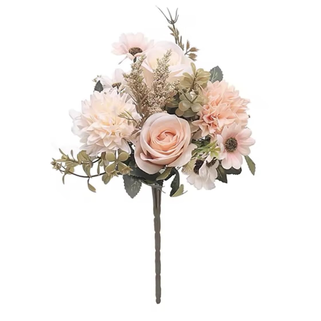 Silk Artificial Flower Bouquet (Rose, Dandelion, Daisy & Foilage), Realistic Fake Plant for Cake Decoration Home Décor - Image 2