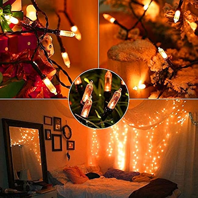 Joomer Orange Halloween Lights, 33ft 100 LED Battery Operated Mini String Lights Waterproof with 8 Modes & Timer Function for Halloween Decorations