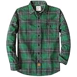 Dubinik®Mens Flannel Shirts Long Sleeve Flannel Shirt for Men Warm Casual Soft Cotton Button Down Plaid Mens Flannel Shirt Forest Green