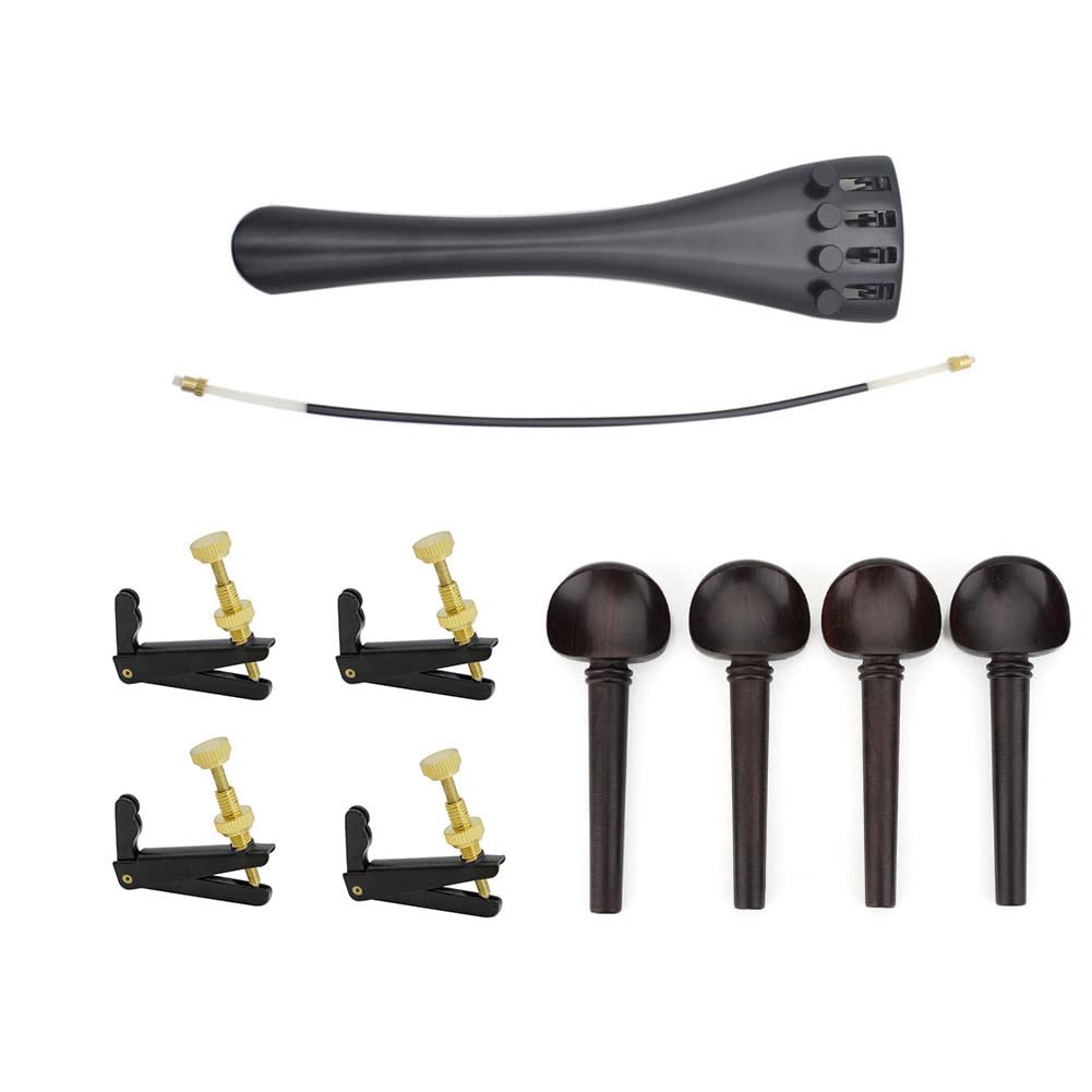 1 Set di Parti per Violoncello 4/4, cordiera per Violoncello, piolo per Violoncello in Ebano, accordatori per Violoncello, per violoncelli di Diversi Livelli