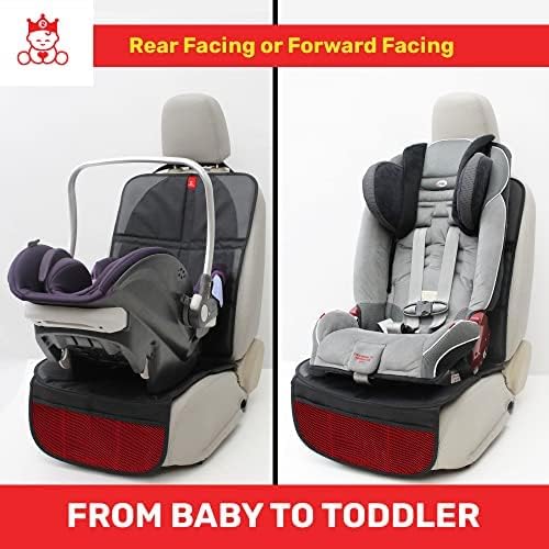 Car Seat Protector | Organizer Pockets | Universal Size | Forward and Rear Facing Baby seat Liner | Heavy Duty Stain Protection | Premium Quality Product