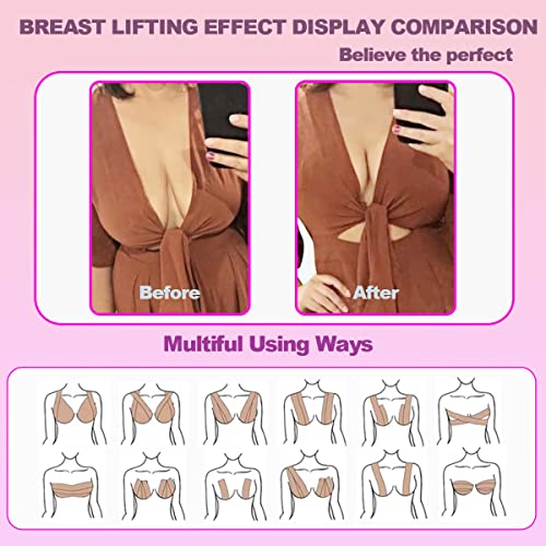 Kuxiyu Boob Tape 3 Rolls Breast Lift Tape For Large Breasts Bra Tape Chest Support With 20Pcs Satin Nipple Cover Adhesive Invisible Gaffer Tape Breathable Waterproof (Black,Beige,White) #TOP3