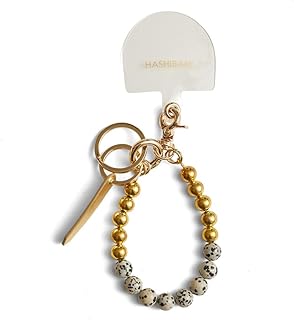 HASHIBAMI(ハシバミ) キーチェーン天然石×ゴールドビーズスマホリングレディース