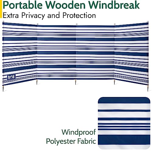 Trail Wooden Windbreak with Bag, Tall Windbreaker Sun Shelter Privacy Screen with Metal Spikes, Outdoor Camping Festival Garden (5 Pole: 3.6m x 1.25m or 7 Pole: 5.4m x 1.25m) - Image 4
