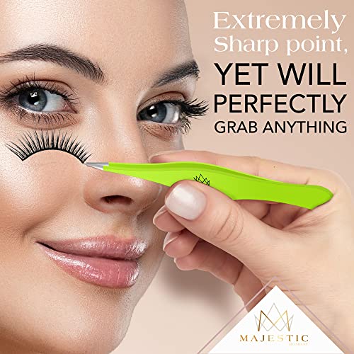 Majestic Bombay Fine Point Tweezers for Women and Men – Splinter Ticks, Facial, Brow and Ingrown Hair Removal–Sharp, Needle Nose, Surgical Tweezers Precision Pluckers best tweezers for chin hair - Thumbnail 2