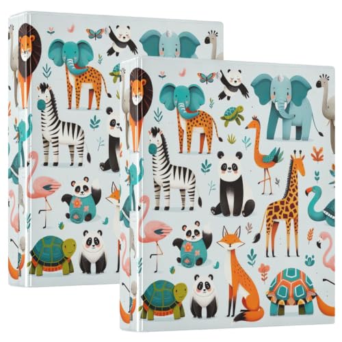 Classeur à trois anneaux en D 3,8 cm Animals Zoo flexible avec poches format école bureau