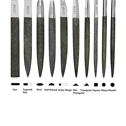 Fatmingo 10 Piece Precision Diamond Needle File Set 120 Grit Hardened Nickel Coated Jewelers Files For Filing Metal Ceramic Glass Stone Jewelry 4X160Mm #TOP1