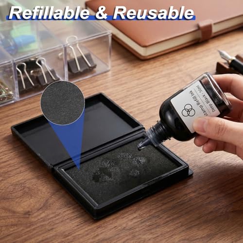 Black Ink Pad, 4 x 2.5 Inch Stamp Pad, Premium Felt Ink Pad for Rubber Stamps & Clear Stamps,Portable Stamp Ink Pad for Office Home Crafting