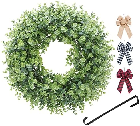 20-Inch Boxwood Wreaths (Set Of 1) – Artificial Spring Wreath For Door, Wall, Porch, All-Season Farmhouse Decor