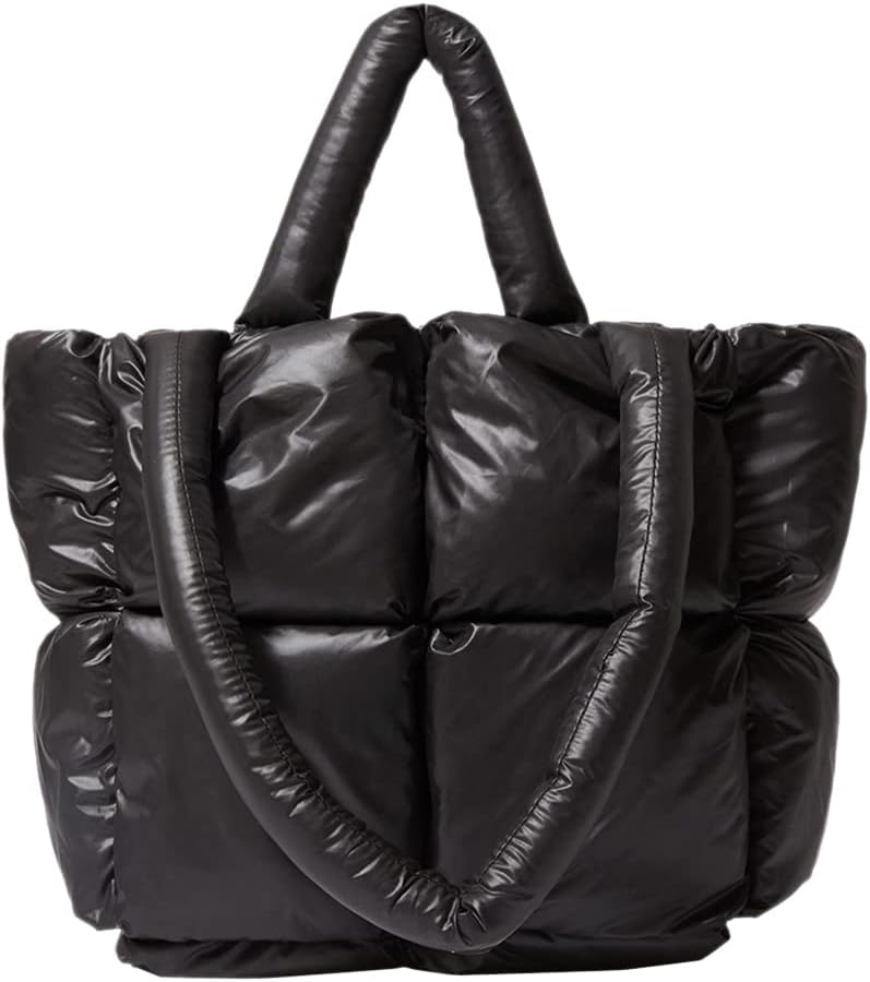Puffer Tote Bag for Women Quilted Puffy Handbag Light Winter Down Cotton Padded Shoulder Bag Down Padding Tote Bag