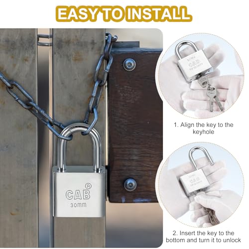Cadenas à épingle 58 mm en acier inoxydable trempé avec clés différentes - 6
