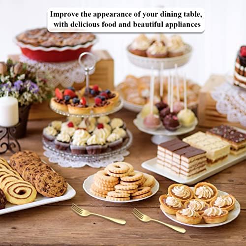 Evanda 14cm Gold Dessert Forks 6 Pieces, Stainless Steel Gold Titanium Plating Pastry Forks Set, Mini Cake Forks, Appetizer Forks for Home, Wedding, Party, Cafe, Restaurant, Dishwasher safe.