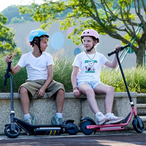 iScooter IK3 Electric Scooter for Kids Ages 6-12, 150W Motor, LED Display, 3 speeds Adjustable, Colorful Lights, Double Brake, Kids Electric Scooter with Magnetic Charging, Light Pink (Black) - Thumbnail 7