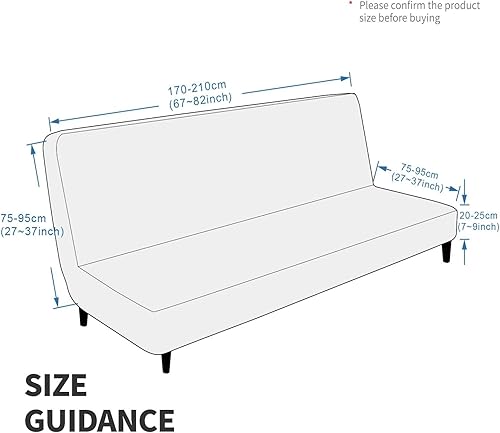 Miniatura 6 de MAXIJIN Funda de terciopelo para futón, tamaño matrimonial, elástica, gruesa, suave, sin brazos, protector de muebles con parte inferior elástica,