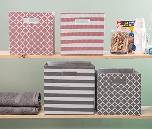 Dii Hard Sided Collapsible Fabric Storage Container For Nursery, Offices, & Home Organization, (13X13X13") - Lattice Gray #TOP6