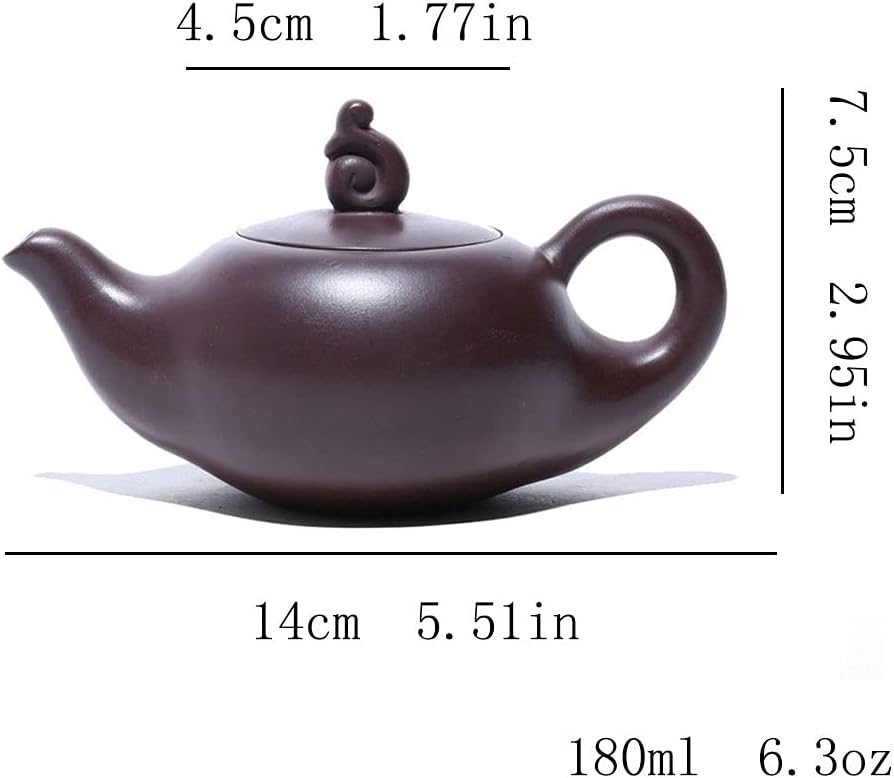 Purple Clay Teapot Traditional Purple Clay Teapot Raw Ore Purple Mud Handwork Kettle Kung Fu Tea Set Small Capacity Household Kettle Tea Pot (Size : 180ml/6.3oz) image 2
