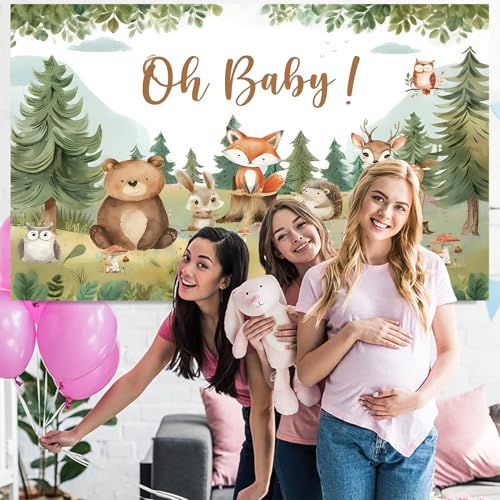 Telón de fondo baby shower woodland 5x3ft estilo 1 miniatura 3