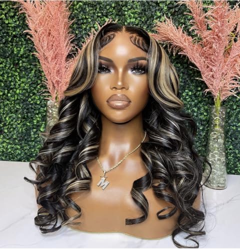 Kephare FB/27 28 Inch Highlight Balayage Wig Human Hair 13x4 HD Lace Front Wigs Body Wave Ash Blonde Omber Lace Front Wigs Human Hair Pre Plucked for Black Women 180% Density