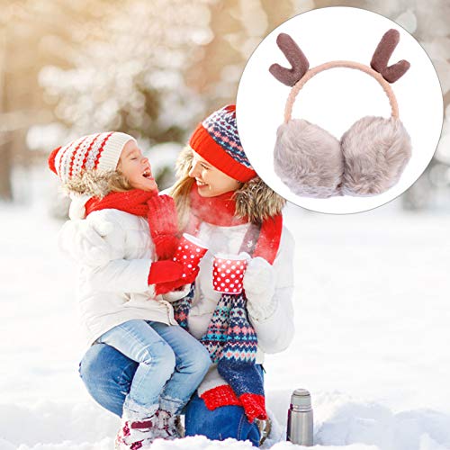 1pc Christmas Antler Earmuffs for Boy Girl Warm Plush Ear Covers for Comfortable and Flexible Design Holiday for Boys and Girls3