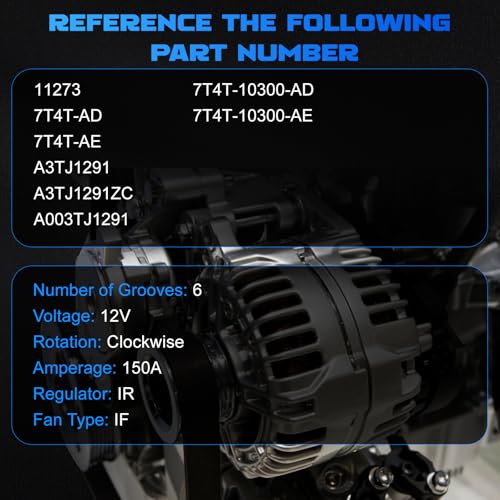 YOMALL Alternator 11273 150A for 2010 MKS 3.7L, for 2008-2009 Sable 3.5L, for 2007-2010 MKX 3.5L, for 2007-2012 MKZ 3.5L, for 2007-2014 Edge 3.5L, for 2010-2012 Fusion 3.5L, for 2008-2012 Taurus 3.5L by YOMALL - Image 3