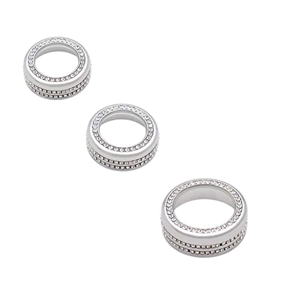 Keptrim Bling Crystal Rhinestone AC Air Conditioner Switch Volume Tune Knob Button Ring for Dodge Challenger Charger Ram Chrysler 200 300 300s, for Jeep Cherokee Grand Cherokee 2014-2021