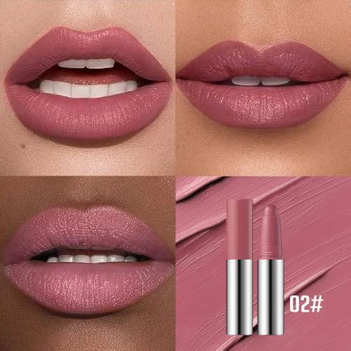 Image of Dusty Rose Mauve Matte Lipstick Crayon - Waterproof Long Lasting Lip Liner Pencil, High Pigment Creamy Velvet Lipstick, Non-Drying Lip Color for Women, 02#