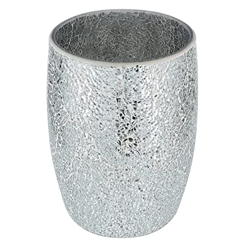 Mdluu Mosaic Glass Wastebasket, Decorative Trash Can For Bedroom, Bathroom, Kitchen, Office (Silver) #TOP1