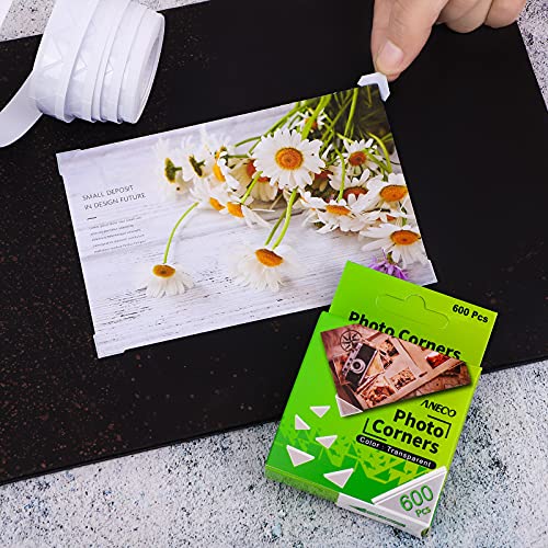 Aneco 600 Pieces Clear SelfAdhesive Picture Mounting Corner Stickers