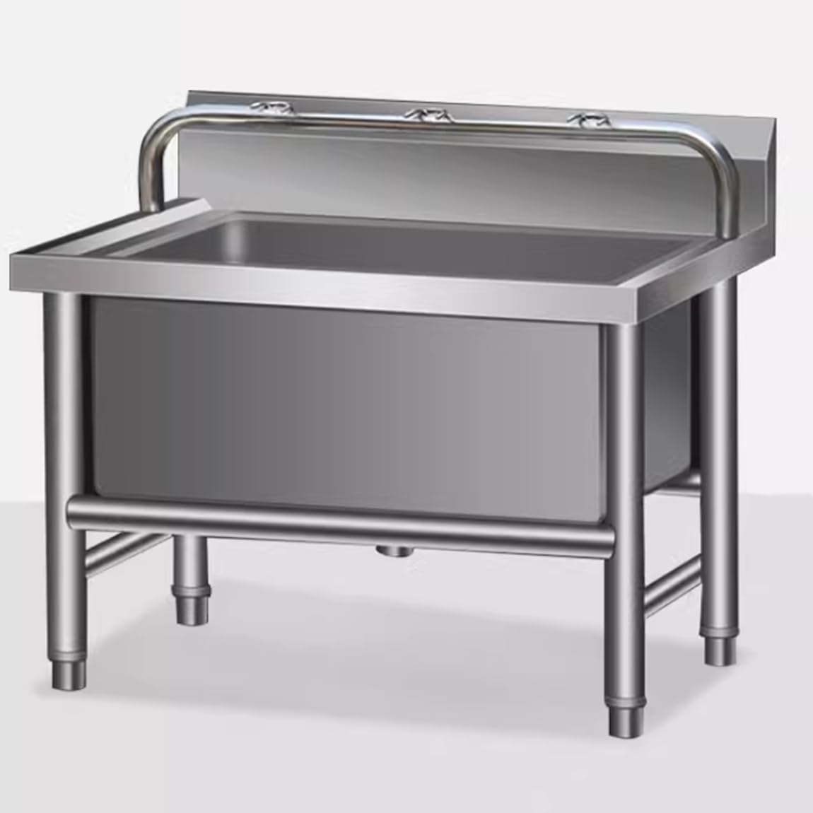 Stainless Steel Mop Sink Utility Tub - Commercial Floor Mop Basin for Kitchen, Restaurant, Laundry Room & Garage - Durable Slop Sink with Low Shelf, 100x50x55cm