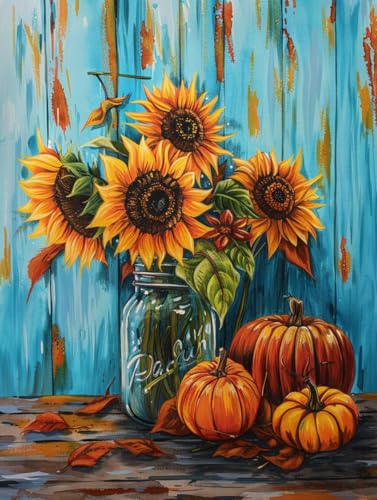 Kit broderie point de croix 14CT tournesols vase en verre pour débutants 60x80cm