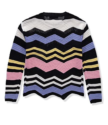 Jolie & Joy Girls Pullover Long Sleeve Crewneck Chevron Scallop Hem Knit Sweater2