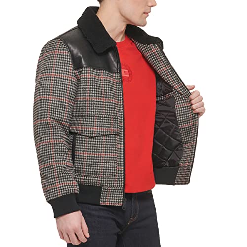 Image of Tommy Hilfiger Mens Mixed Media Wool Blend Sherpa Collar Bomber