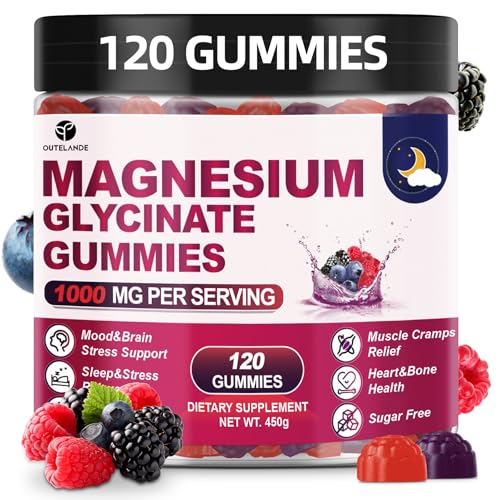 120 CT Magnesium Glycinate Gummies 1000 mg for Women and Men Magnesium Malate & Taurate Supplements for Zzz Body Support and Relaxation Sugar Free Vegan Raspberry BlackBerry Blueberry Flavor