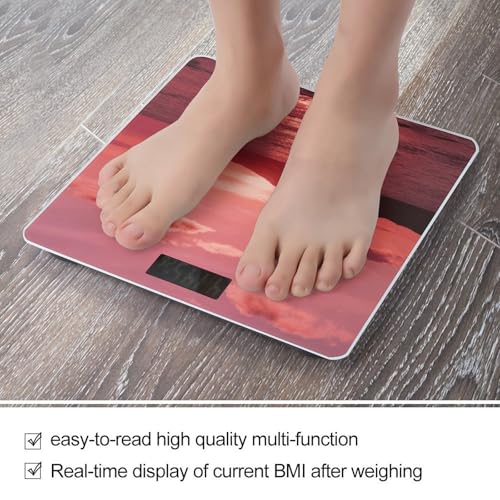 Báscula digital roja para baño con vidrio templado miniatura 5