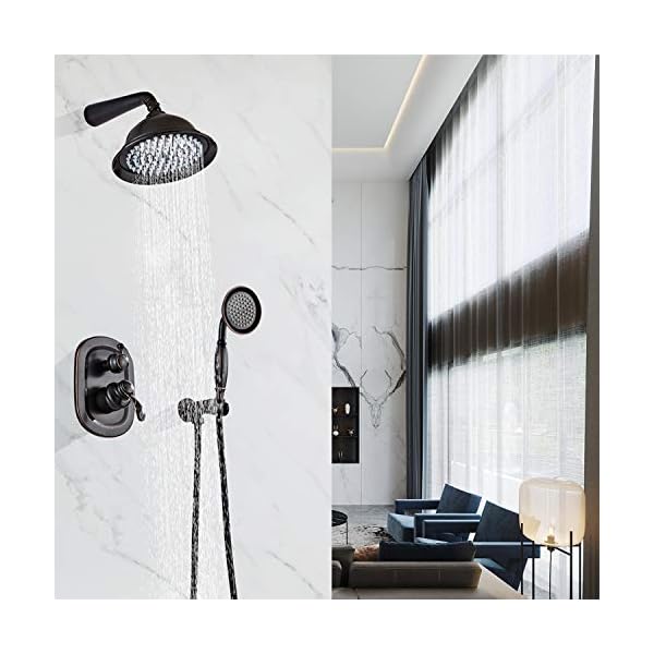   Oil-Rubbed-Bronze-Shower-SystemCeiling-Shower-Faucet-Set-for-Bathroom-with-High-Pressure-8-Rain-Shower-head-and-Handheld-Shower-Head-SetWall-Mounted