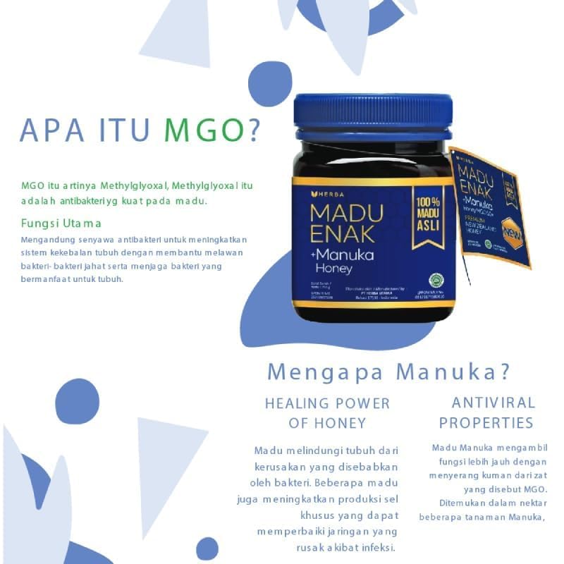 Image of Herba Madu Enak Premium Manuka Honey, 100% Pure, MGO 50+, New Zealand Origin, 250g