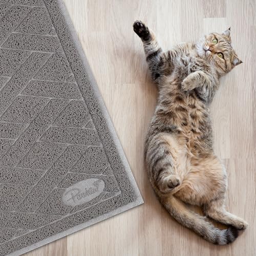 Image of Pawkin Cat Litter Mat, Jumbo XX-Large, 4x3 Feet, Fits Two Litter Boxes or Extra Coverage for One Box, Gray
