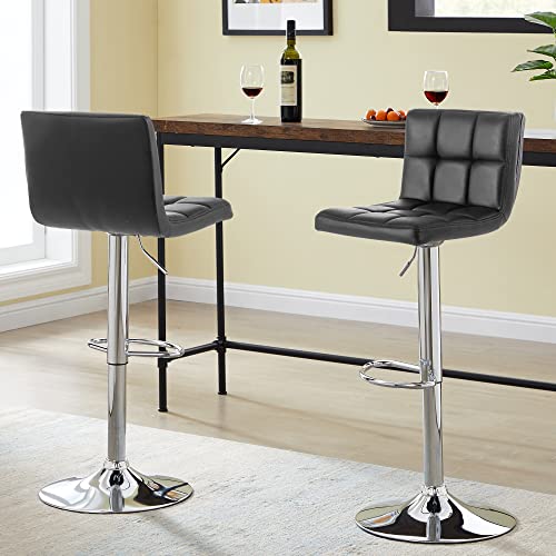 Gotminsi Swivel Bar Stools Adjustable Height Barstool Hydraulic Pub Chairs Barstools Modern Armless Counter Height Pu Leather Upholstered Bar Stools With Back (Black),Set Of 4 #TOP5