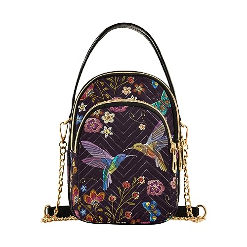 Quilted Crossbody Bags for Women Trendy, Women's Crossbody Handbags Pink Butterfly Travel Cell Phone Purses Bags2
