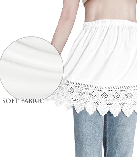 Miniatura 4 de Paquete de 2 extensores de camisa de encaje para mujer, parte superior falsa, camisa de barrido inferior, falda hueca de media longitud