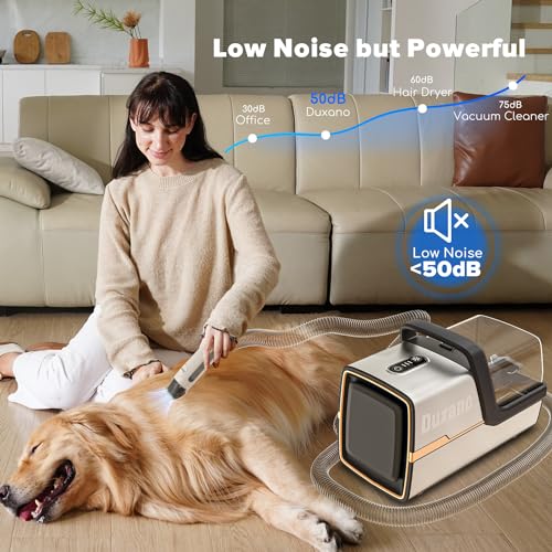 Image of DUXANO 7 in 1Dog Grooming Kit Pet Grooming Kit 15000 Pa Powerful Vacuum Suction Picks Up 99% Pet Hair, Pet Hair Remover with Dog Clippers, Grooming Brush, Nail Trimmer Grinder (Extra Large)