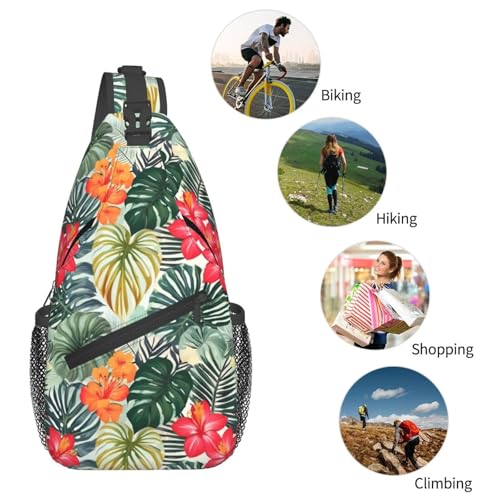 Mochila bandolera sling con estampado hibisco miniatura 6
