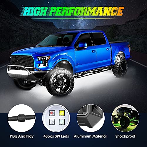 Rgbw Led Rock Lights, Roador Rgb Led Rock Lights With 12 Pods Underglow Multicolor Neon Light Accessories With App Control Music Lighting Kit Exterior Wheel Light For Car Truck Utv Rzr Atv Off Road #TOP3