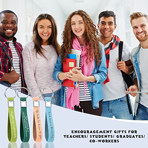 Image of Fumete 24 Pcs Inspirational Keychain Gift Employee Appreciation Gift for Women Motivational Key Rings Thank You Keychain(Fresh Color)