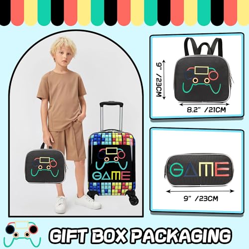 Image of Kids Suitcase Set for Boys Hardside Luggage with Spinner Wheels 5 Piece 16inch Toddler Suitcase for Boys Travel Carry on Luggage Airline Approved