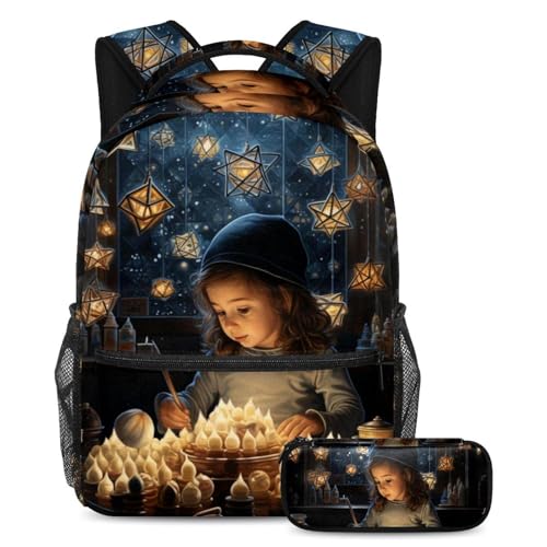 Cartable garçon fille Hanoukka grand sac à dos voyage étudiant